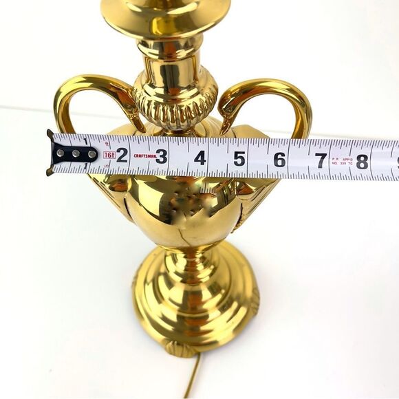 Vintage Hollywood Regency Swan Polished Brass Table Lamp 28” H - Picture 12 of 13